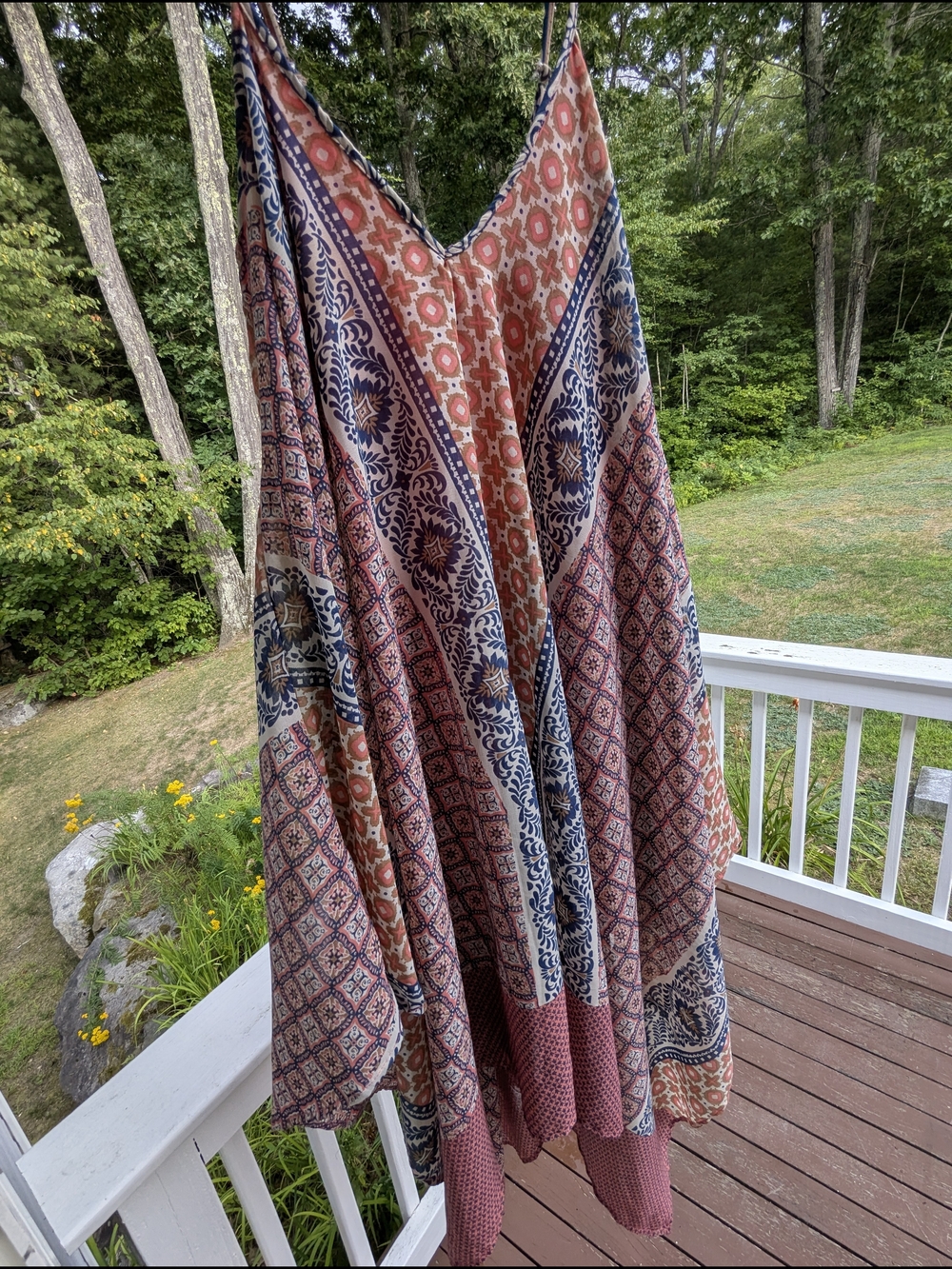Bohemian Pink Patchwork Handkerchief Hem Dress